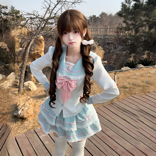 甜柚JK【甜柚屿蝶】原创水手服套装萌款收腰显瘦日系学院风长袖女 - 图0