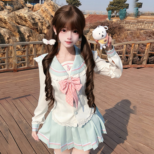 甜柚JK【甜柚屿蝶】原创水手服套装萌款收腰显瘦日系学院风长袖女 - 图2