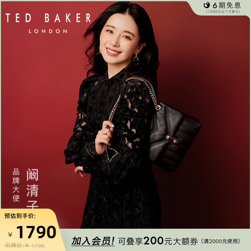 Ted Baker 泰德贝克 阚清子同款 女士头层牛皮翻盖斜挎包单肩包 255527