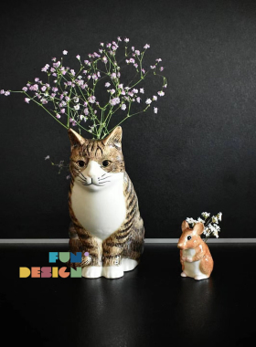呆萌可爱桌面花瓶陶瓷摆件