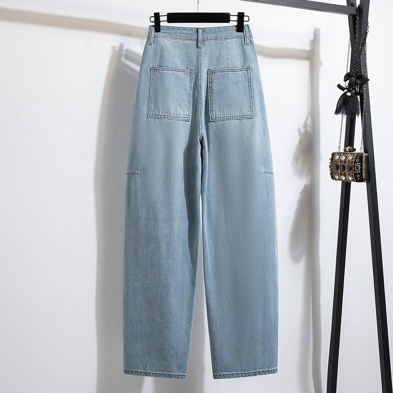 实拍显瘦浅色弯刀牛仔裤子女大码新款设计感宽松镰刀裤阔腿拖地裤,淘宝优惠券,粉丝福利购,淘宝优惠卷