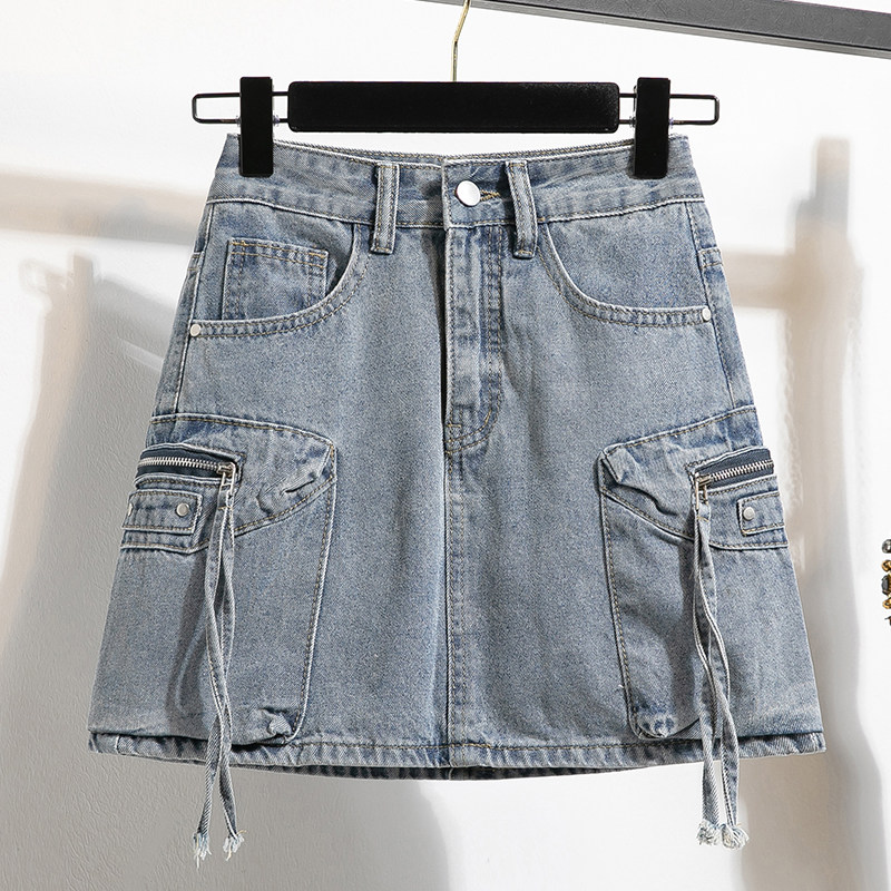 实拍牛仔胖mm大码纯棉复古短裙女夏季走光高腰A字百褶半身裙子,淘宝优惠券,粉丝福利购,淘宝优惠卷