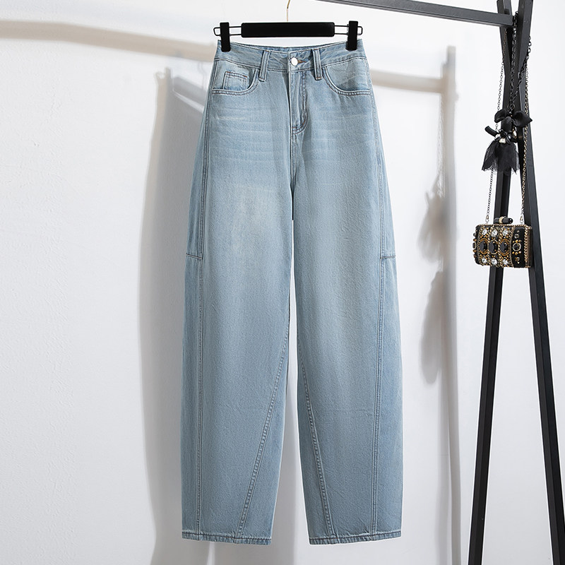 实拍显瘦浅色弯刀牛仔裤子女大码新款设计感宽松镰刀裤阔腿拖地裤,淘宝优惠券,粉丝福利购,淘宝优惠卷