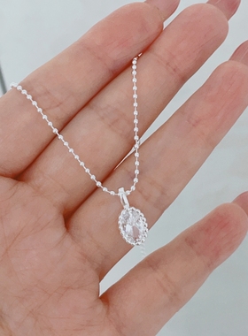 韩系镀18k金椭圆闪钻项链豆豆链极简百搭ins约会通勤