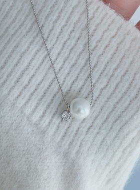 有金有钻款珍珠贝珠项链简约日常时尚约会通勤