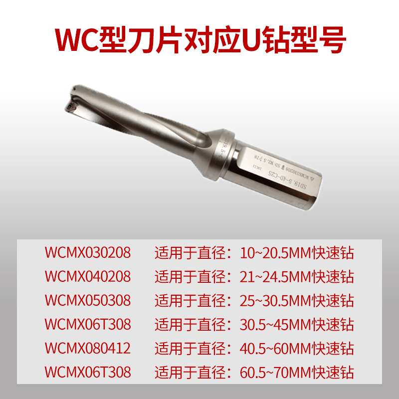 普斯特 桃型WC U钻刀片快速暴力钻刀片 不锈钢 钢件 铝用 - 图0
