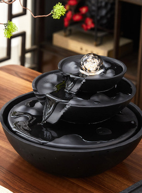 风水轮流水生财摆件循环水办公室装饰乔迁新居礼品开业大吉礼物