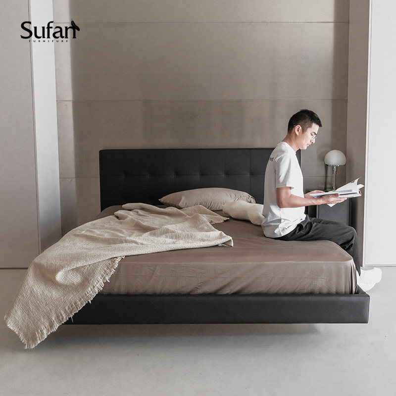 Кровать двуспальная Sufanhome кожа белая