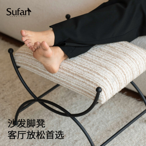 舒梵正版UU凳/法式复古门口换鞋凳金属软包脚踏小沙发凳梳妆凳子 - 图2