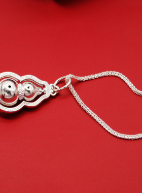 足银s999葫芦项链吊坠男女正品纯