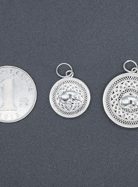 生肖拉丝男女铜鼓毛衣链纯银999