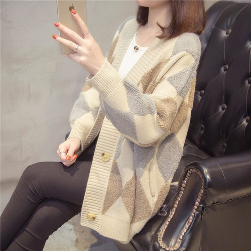 2025春秋爆款潮慵懒ins韩版毛衣针织开衫外套欧货女装加厚上衣女 - 图1