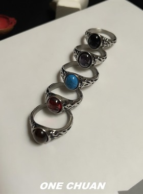 ONECHUAN情侣钛钢+宝石原创小众