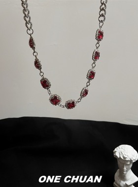 chuan欧美ins黑色宝石女男项链
