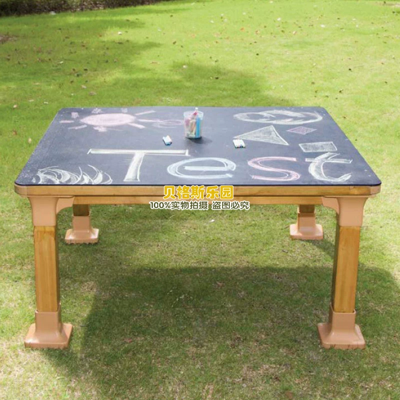 [Outdoor classroom cedarwood graffiti drawing table for children indoor activity desk wooden table transparent desk art table]