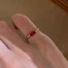 Xiaohongshu’s popular pigeon blood red stone horse eye diamond sterling silver ring for women simple flash diamond versatile little finger tail ring for sale