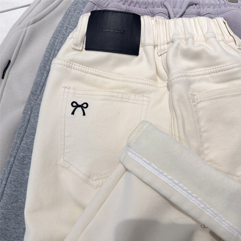 女童超软高弹一体绒直筒裤冬装2025新款中大童加绒加厚牛仔阔腿裤,淘宝优惠券,粉丝福利购,淘宝优惠卷