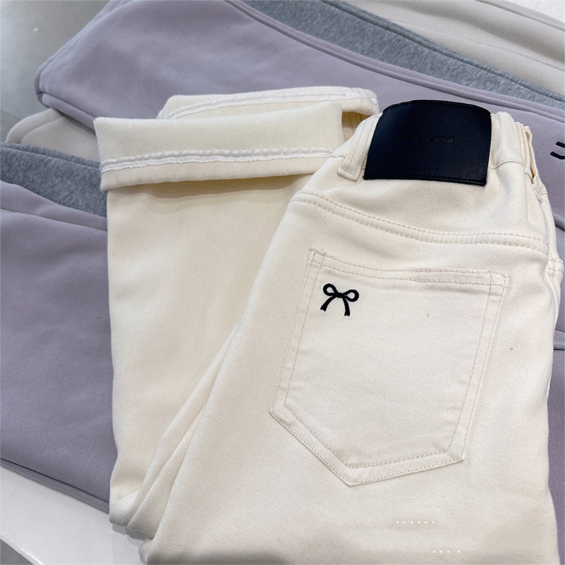 女童超软高弹一体绒直筒裤冬装2025新款中大童加绒加厚牛仔阔腿裤,淘宝优惠券,粉丝福利购,淘宝优惠卷