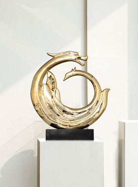 鱼跃龙门摆件轻奢高档艺术装饰品