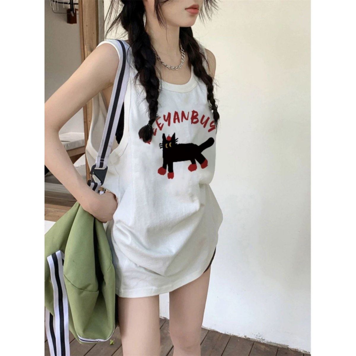 日韩白色无袖打底衫女ins春夏宽松字母背心t恤潮纯棉外穿吊带上衣,淘宝优惠券,粉丝福利购,淘宝优惠卷