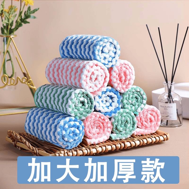珊瑚绒洗碗布不沾油抹布厨房专用吸水毛巾加厚擦桌清洁百洁布家用