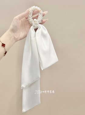 手工弹力串珠发圈缎面发带
