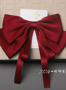 女童公主红色蝴蝶结飘带头饰