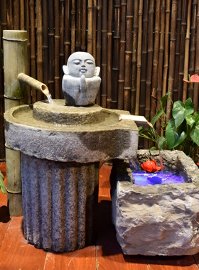 农村摆件鱼缸花盆组合景观旧石器