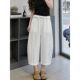 ສີຂາວນ້ອຍ Lotus Leaf Elastic High Waisted Wide Leg Scimitar Pants Women's Summer Style Eighty-nine Points High-Level Loose Straight Pants