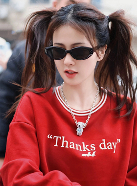 少女CEO白鹿同款猫眼潮流上镜墨镜女复古小框防紫外线太阳眼镜