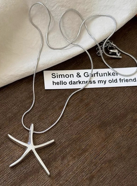 少女CEO银色星星立体海星ins项链锁骨链百搭五角星吊坠小众设计