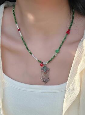 高级感新中式青绿复古项链CEO