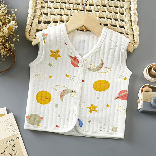 Pure cotton spring, autumn and winter warm quilted baby vest
