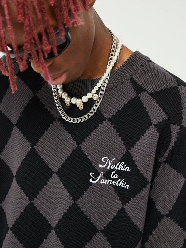 Красные шахматы, трикотажный свитер для отдыха для влюбленных, оверсайз