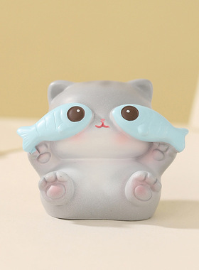 布丁喵迷你摆件治愈解压办公室工位桌面装饰品创意汽车车载车内饰