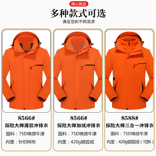 融辉物流工作服冲锋衣定制快递外卖跑腿冬季加厚工装衣外套印logo - 图3