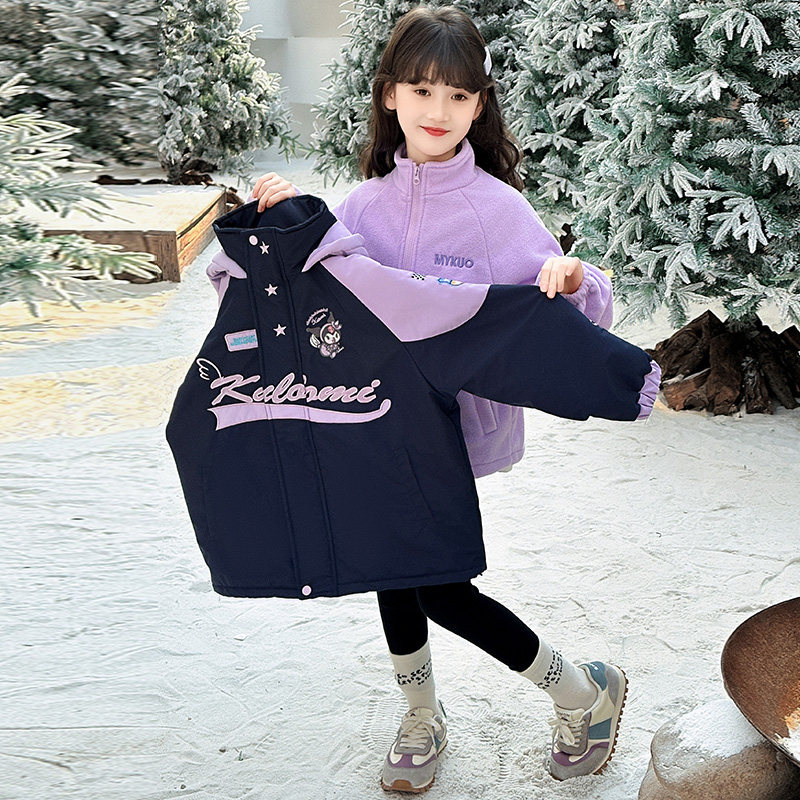 女童夹棉库洛米冲锋衣2025新款儿童秋冬装加厚女孩可拆三合一外套,淘宝优惠券,粉丝福利购,淘宝优惠卷