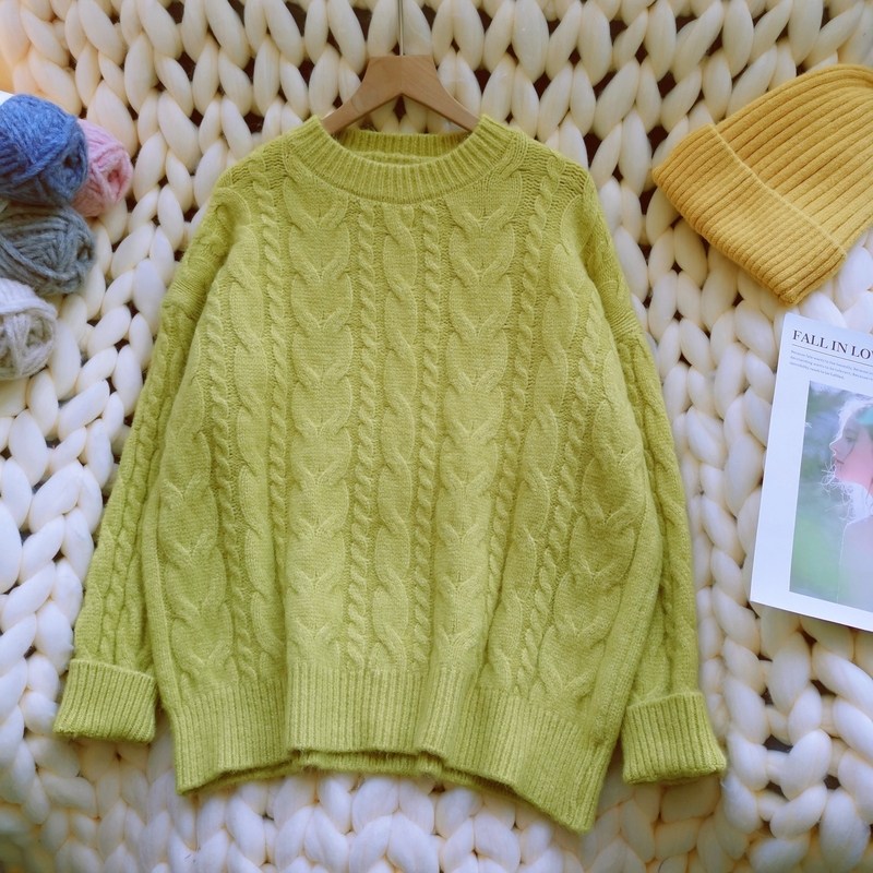 短款复古车厘子红色套头麻花风毛衣 uvtt服饰毛衣