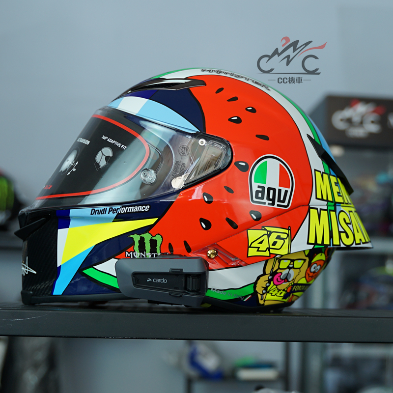 AGV PISTA GP RR头盔安装耳机变色龙冰蓝西瓜打耳机孔槽无损安装-图0