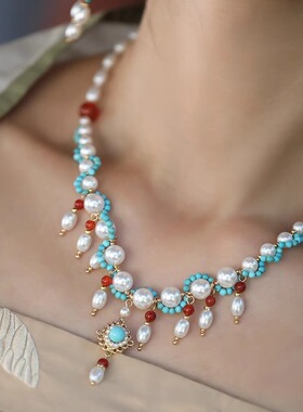 米珠项链2024新款复古流苏