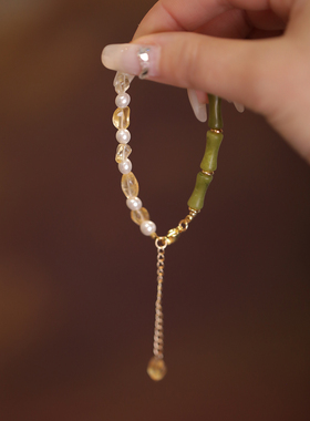 陌上芊女天然石复古竹节手链