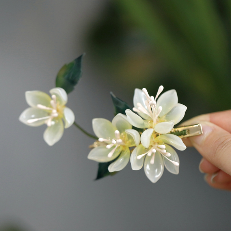 汉服后压头饰玉兰花发饰森系 仙美夹子古风旗袍盘头发夹女后脑勺