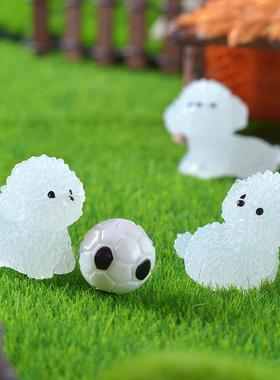 跨境夜光可爱小狗微景观盆栽造景小摆件汽车中控台发光狗装饰配件