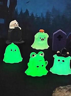 万圣节跨境可爱幽灵动物夜光款微景观园艺小摆件汽车中控装饰配件