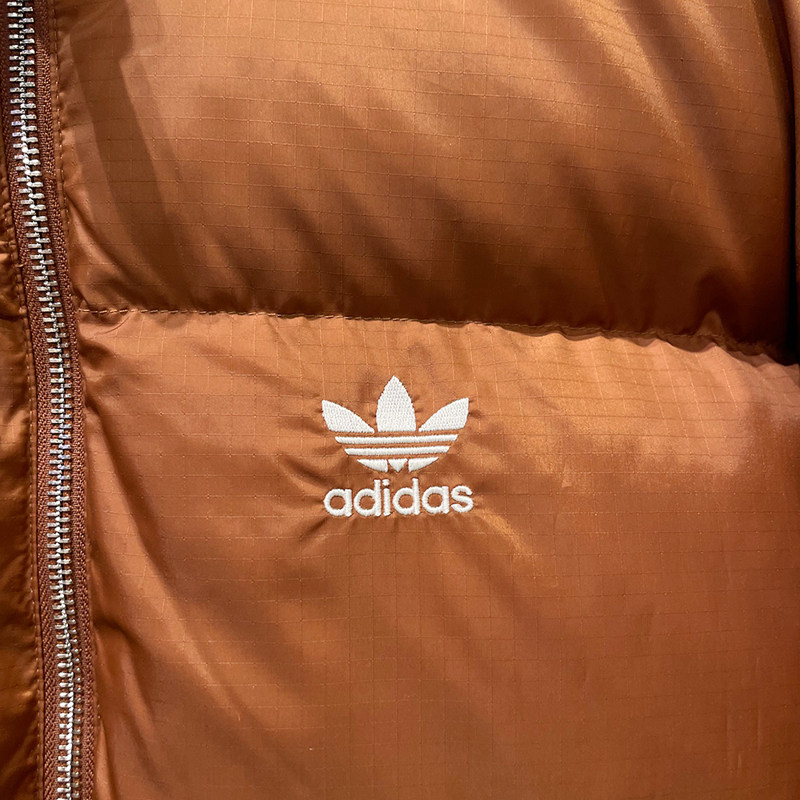 阿迪达斯三叶草外套男女装2024冬季复古棕色保暖立领羽绒服JW1370,淘宝优惠券,粉丝福利购,淘宝优惠卷