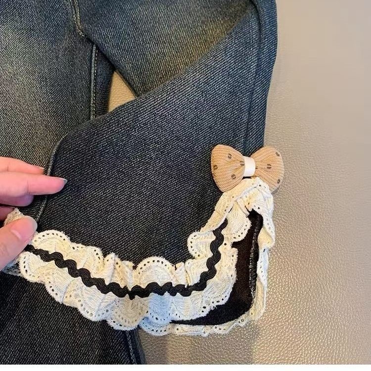 女童裤子2025新款小童加绒长裤加厚喇叭裤儿童宝宝韩版洋气牛仔裤,淘宝优惠券,粉丝福利购,淘宝优惠卷