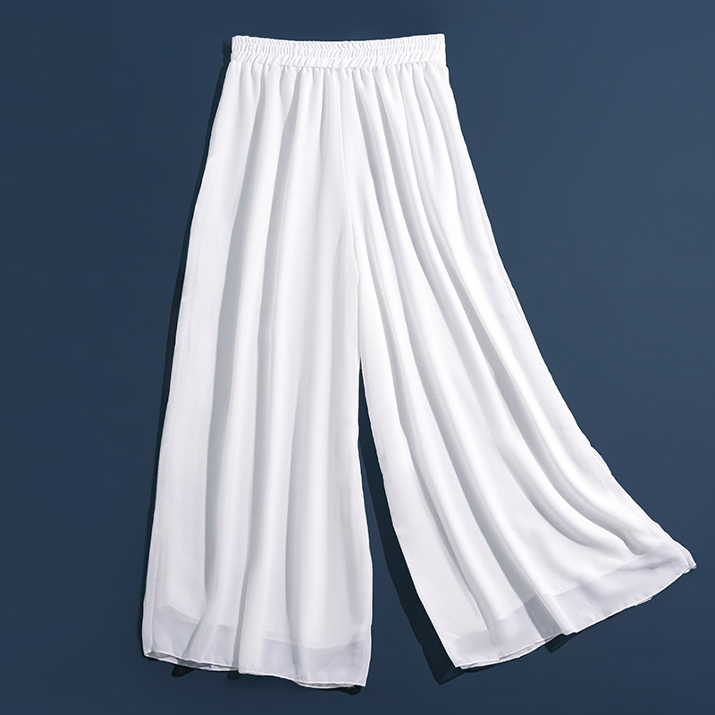 古典舞飘逸双层垂感大摆阔腿裤舞蹈练功裤女宽松白色雪纺百搭裙裤,淘宝优惠券,粉丝福利购,淘宝优惠卷