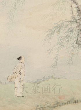 陆恢拟古山水册临摹范本画稿中式装饰画艺术微喷画芯