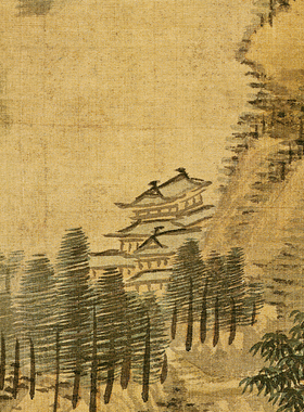 杨晋仿古山水册高清微喷清代山水画临摹绢布画稿传统山水小品画范