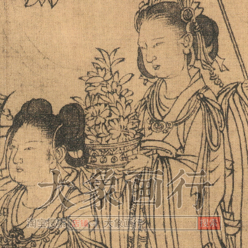 吴道子八十七神仙卷古代传世国画高清微喷复制品传统人物线面白描